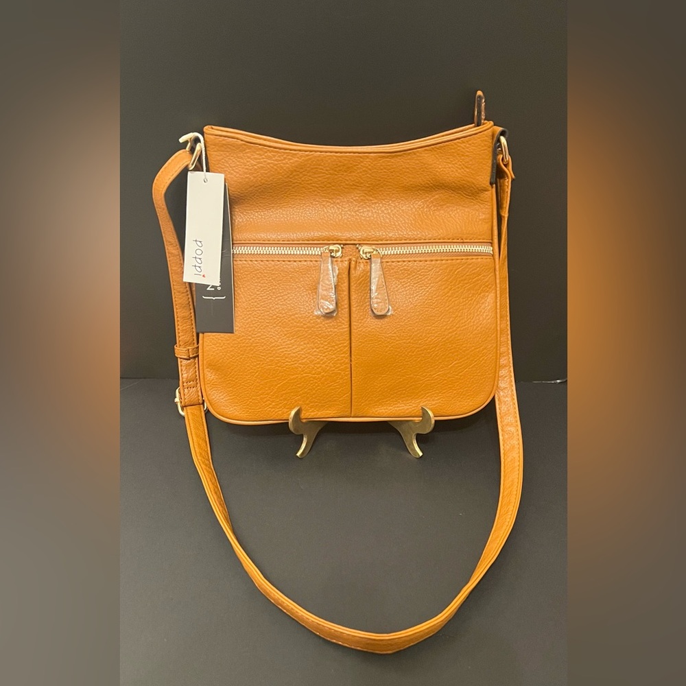 NWT Poppi Mustard Yellow Vegan Leather Crossbody Bag Gold Hardware